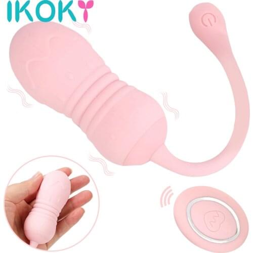 IKOKY Wearable Dildo Vibrator Vibrating Egg Sex Toys for Women 8 Speed Wireless Remote Telescopic G-Spot Clitoris Stimulation