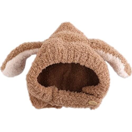 Knitted Baby Cap New Fashion Winter For Keep Warm Outdoor Hat Lovely Cartoon Wool Sleeve Caps Thickenning Solid Color Hat TG0099