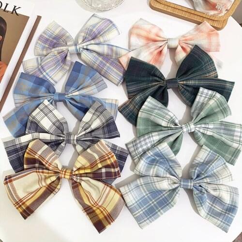 Jewelry Bow Hairpin Female Retro Plaid Duck Beak Clip Sen Female Safety Clip Headdress head bands