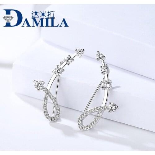 Snake flower Stud earrings silver 925 for women S925 sterling silver with cubic zirconia earring 2018 fashion simple