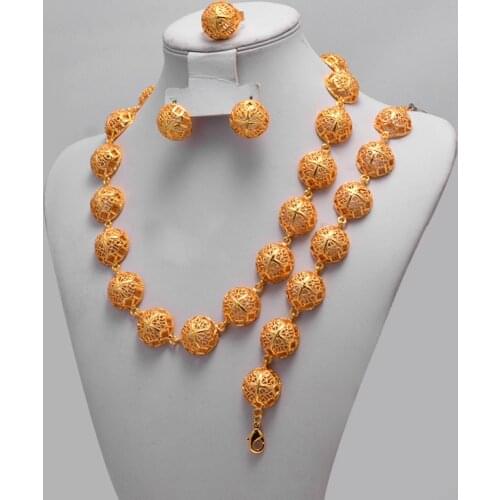 Best Quality Dubai Arab Bridal Jewelry Set Women Necklace Earrings Bead Jewelry Sets Wedding Dress Accessories Give mom gift