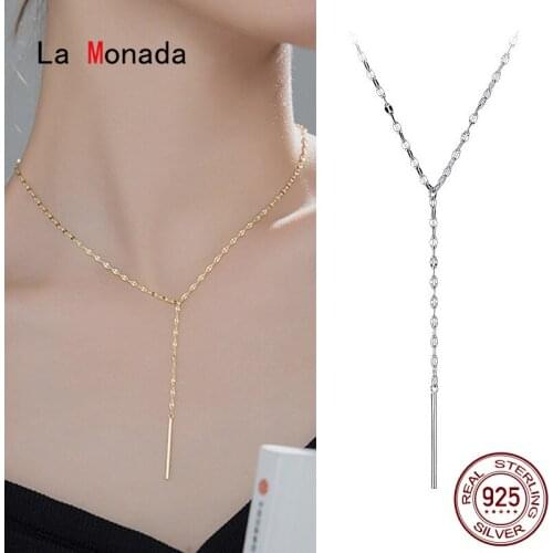 La Monada Tassel Silver Chain Necklace For Women Fashion Minimalist Silver 925 Jewelry On The Neck Long Womens Necklaces