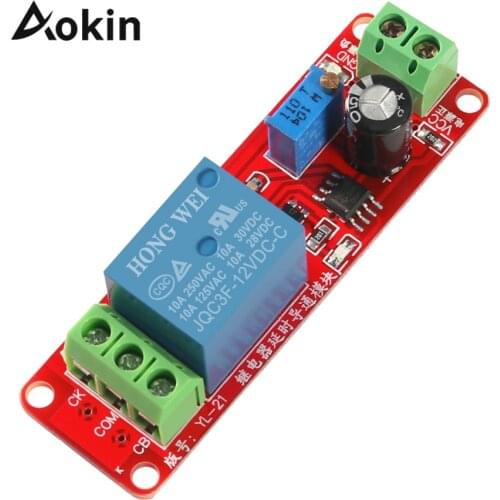 12V NE555 Timer Switch Adjustable Module DC 12V Delay Relay Shield Timing CPU 0-10S 0 to 10 Second 2200W Time Delay Relay Module