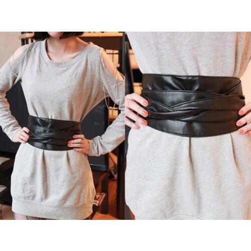 2pcs Women Leather Soft Self Tie Bowknot Band Wrap Around Sash Belt Leather Self Tie Bowknot Band Wrap Around Sash Belt