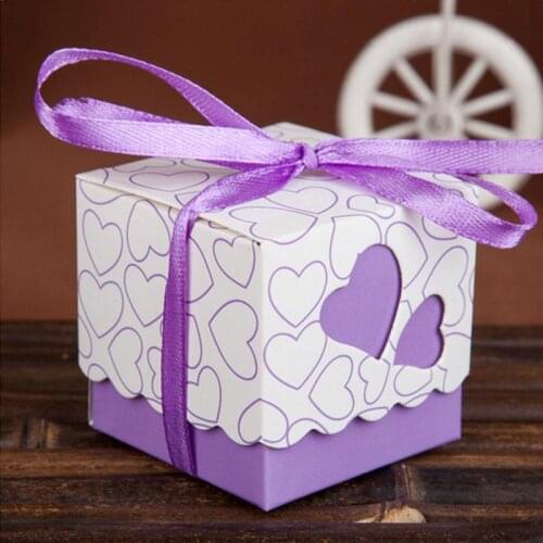 20pcs Gift Box Candy Box Love Wedding Supplies Red Ribbon Sugar Bag Party Decorations Heart Shaped Birthday Packing Favour