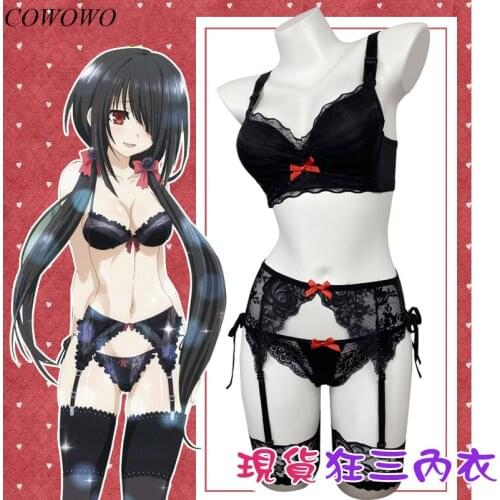 [Stock] Anime! Date A Live Tokisaki Kurumi Black Sexy Underwear Suit Cosplay Costume For Women Free Shipping