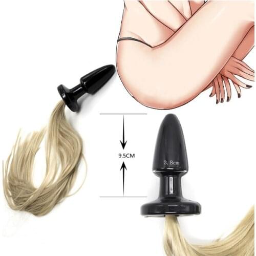 Blonde Horse Play Anal Tail Butt Plug Unisex Long Silicone Pony Plug SM Anal Sex Toy Fetish Animal RolePlay Sex Toy Accessories