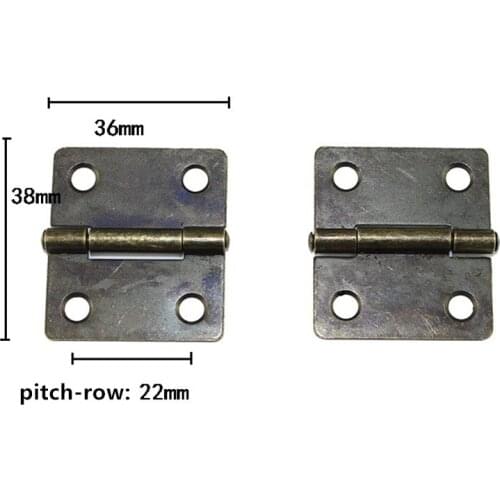 Bronze Small Iron Cabinet Door Hinge,Mini Door Butt Hinges For Wooden Box,4 Holes Hinge Bag Accessory,With Screws,36*38mm,20Pcs