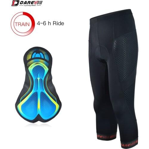 DAREVIE 3/4 Cycling Pants Gel Shockproof Pad Cycling Pants Quick Dry Bicycle 3/4 Pants UV Protect Bike 3/4 Pants 4 Hours Riding