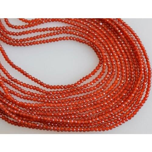 Natural Red Carnelian Agat e Spacer Beads 2mm faceted Seed beads,Tiny Gem stone jewelry beads,5strings of 15.5"