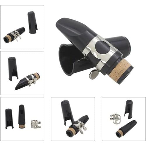 Black Plastic B Flat Clarinet Mouthpiece & Cap Clamp Woodwind Instruments