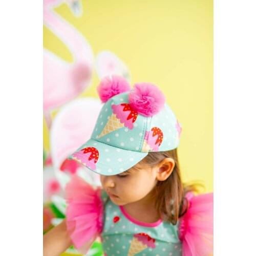 Turquoise Girl Child Hat Ice Cream is made of 100% cotton fabric.accessory girls fashion trend free shipping
