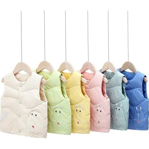 Childrens lightweight down vests baby kids boys girls inside thickened shoulder back childrens outsidewear tops vests P4 242