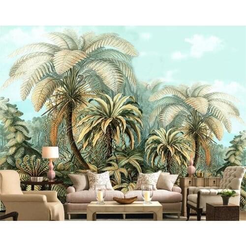 Beibehang Custom hand-painted tropical plants wall painting large photo wallpaper murals living room bedroom decorative murals