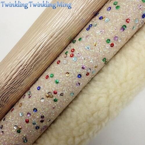 Mixed Colors Glitter Fabric, Gold Embossed Lizard Leather, Immitation Fur Fabric Sheets For Bow A4 21x29CM Twinkling Ming XM958