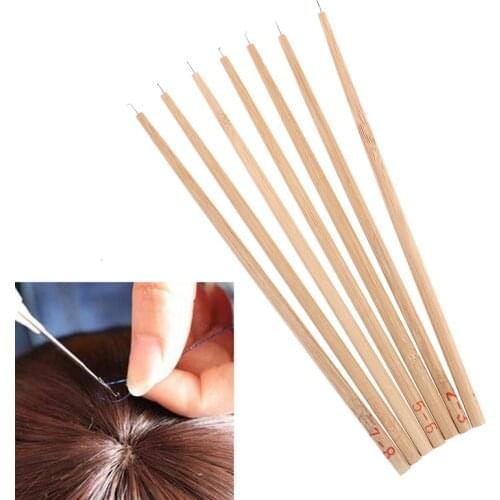 Wooden Handle Ventilation Needle Lace Net Hook Needles Wig & Extension Supplies