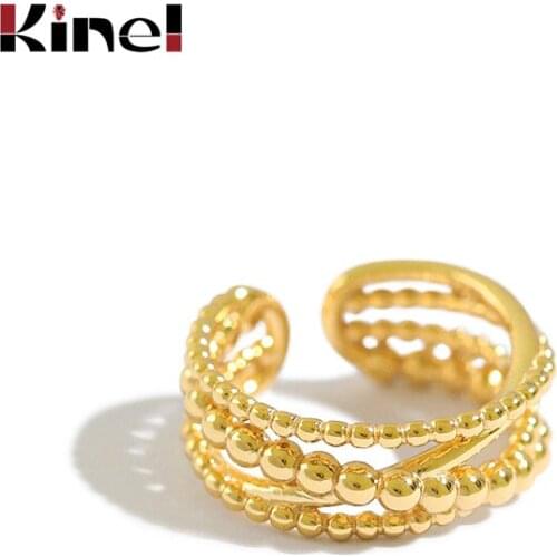 Kinel Vintage Real 925 Sterling Silver Cross Twine Rings Ladies Wedding Party 18k Gold Jewelry Large Adjustable Silver Ring