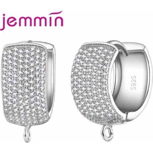 Round Cut Wide Band Hoop Earrings Paved Sparkly Crystal New Tide Women 925 Sterling Silver Jewelry Accessories 10PCS