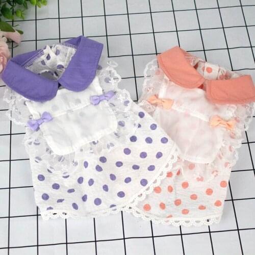 Cute Dog Clothes Dots Dog Dress Lace Skirt Summer Pet Clothing Chihuahua Pomeranian Shih Tzu Maltese Poodle Bichon Puppy Small