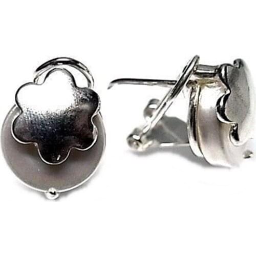 Minosilver pearl earrings nacar and omega sterling silver flower
