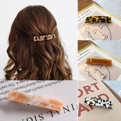 MISANANRYNE Fashion Women Metal Leopard Hair Clips Vintage Acetate Rectangle Hairpins Girls Daily Wear Barrettes Accessories