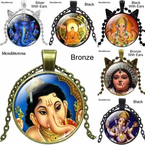 Buddha Fashion Jewelry With Glass Cabochon Choker Long Pendant Necklace For Women Girls Handmade Necklace