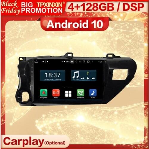 4+128G Carplay 2 Din Android Screen Multimedia Stereo Receiver For Toyota Hilux 2016 2017 2018 Wifi Radio Audio Player Head Unit