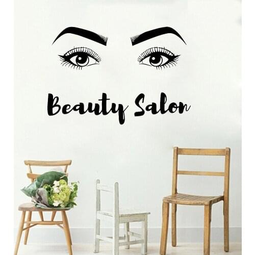 New Beauty Salon Sign Wall Stickers Decals Eye Eyelashes Lashes Vinyl Decal Modern Home Decor Living Room Art Wallpapers LC360