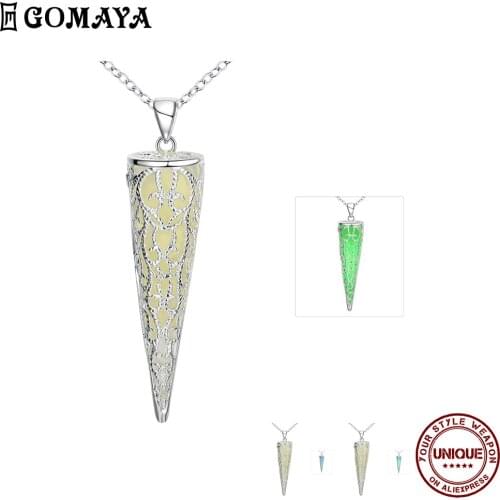 GOMAYA Zinc Alloy Necklace for women Luminous Design Pendant Necklace Fashion Romantic Jewelry Engagement Gift to Friends 2020