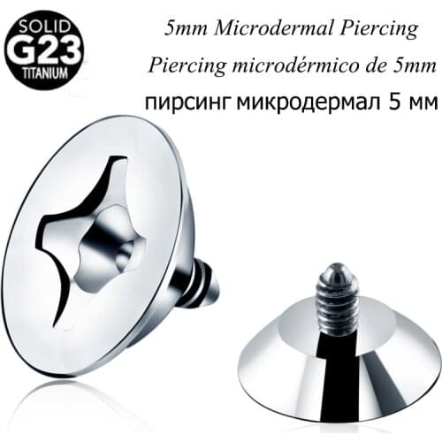 1Pc G23 Titanium Microdermal Piercings 5mm Dermal Anchor Top Skin Diver Hide in Surface Body Anchor Piercings Jewelry for Unisex