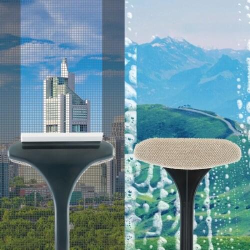 Window Screen Cleaning Brush With Long Handle Home Double-sided Dust Remo Clean Brush Multifunctional Clean Tool For Bathroom