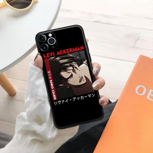 Levi attack on titan anime art silicone for iPhone Se 6 6s 7 8 Plus X XR XS 11 12 Mini Pro Max glass TPU phone case cover shell
