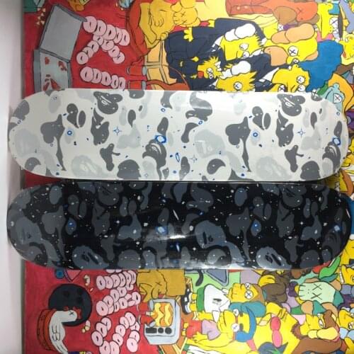 Ape Skateboard Deck White and black Luminous Effect Skateboard 7-layer Maple Ape-man Bathing Skate Collection