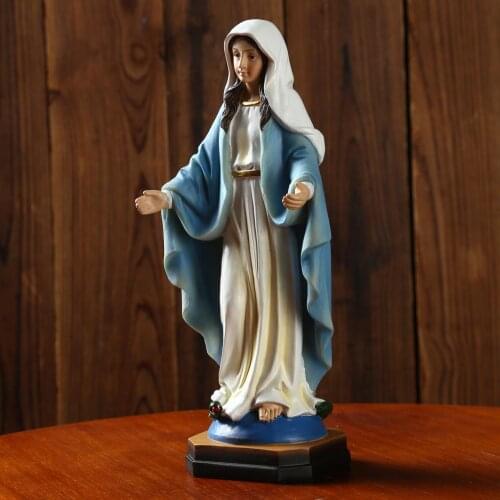 Resin Virgin Mary Statue Figure Handmade Religious Gift Xmas Home Decorative