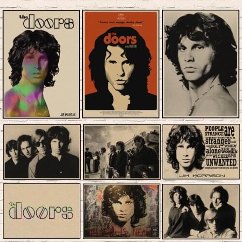 The Doors Jim Morrison Retro rock band music Kraft Paper rPosters Wall Sticker Home Decora wall decor Frameless 1001