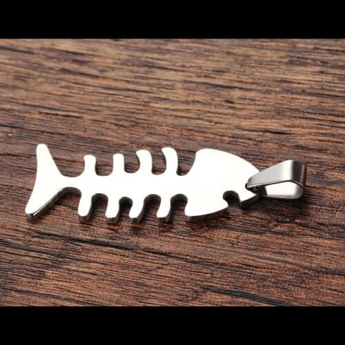 Vintage 316L stainless steel pendant necklaces creative fish bone gecko pendants necklace with chain 079520 3pcs
