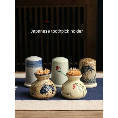 Japanese Retro Ceramic Toothpick Box Creative Home Personalized Cans High-End Toothpick Holder Light Luxury Hotel Dedicated