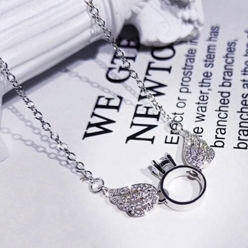 Exquisite Temperament New Angel Wings Jewelry Wild Clavicle Chain Zircon Necklace Crystal Necklace 925 Silver Ladies Necklace