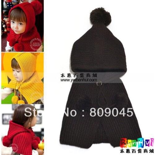 Winter warm knitted hats for boy/girl/kits hats infants caps beanine for chilldren Ear protection-Cape conjoined cap MZ0603-1pcs