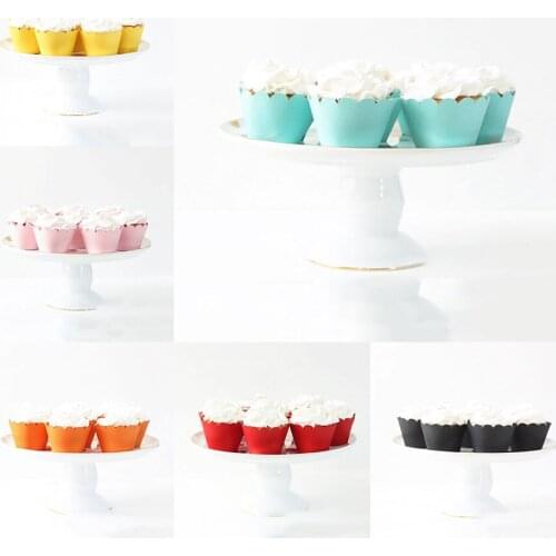 12pcs/set Cupcake Wrappers Paper Macaron Colors Wedding Birthday Party Dessert Decorating Supplies Baby Shower Cake Decor