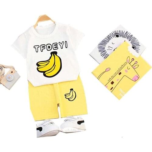 2020 Summer 2 Pcs Baby Boy Girl Tops and Shorts Sets Cotton Kids Cartoon Short-Sleeve Tee Suit Children Clothes for 2-5T