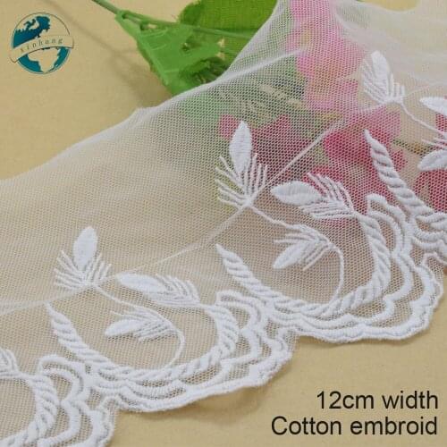 3yards 12cm wide Cotton embroid lace edge sewing ribbon guipure trim wedding lace DIY Garment Accessories french doll lace#3954