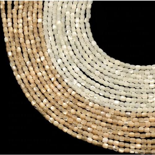 3x3mm Natural Mother Of Pearl Shell Beads, Micro Tiny Beads, Small Cylinder Spacer beads ,Mini Stone beads,15.5"/string