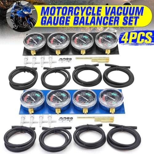 4Pcs Motorcycle Carburetor Vacuum Gauge Balancer Synchronizer Tool W/Hose Kit For Honda/Yamaha/Suzuki/Harley