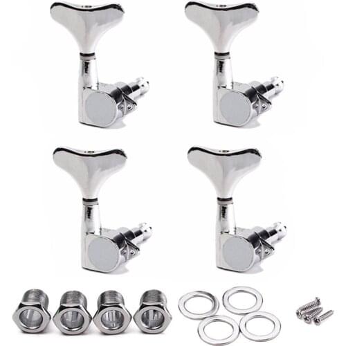 4R Electric Bass Guitar Tuners Machine Heads Bass Guitar Tuning Pegs Tuning Keys Buttons Chrome Guitar Parts