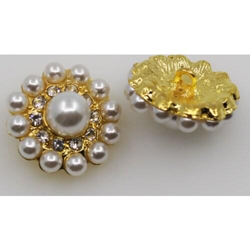 5pcs/ Alloy Pearl Rhinestone Buttons handmade Sewing Handmade For Clothing bottons Wedding decoration Girl hair accessories