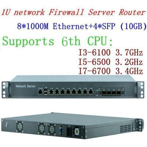 8G RAM 500G HDD Broadband VPN Router 1U Firewall Server 6*1000M Gigabit 2*SFP Intel I5 3470 3.2G Support ROS/RouterOS