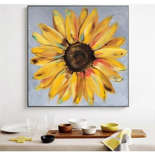 Abstract Yellow Sunflowers Oil Canvas Painting Posters and Prints as a Gift Wall Art Picture for Living Room Home Decor Cuadros