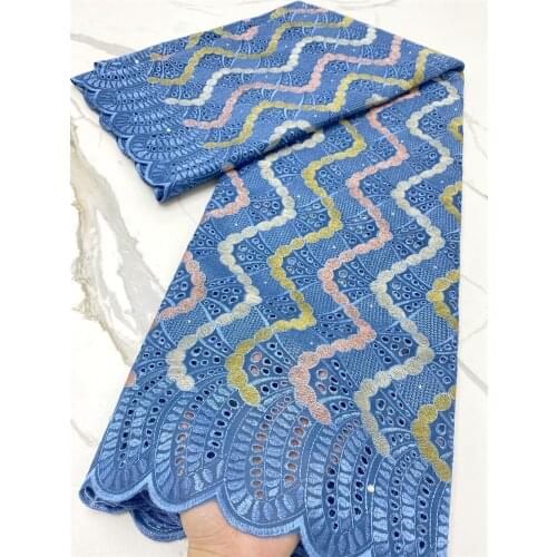 5 Yards African Lace Fabric With Stones Embroiderey Swiss Voile Lace In Switzerland For Nigerian Man Cloth Material 4157B