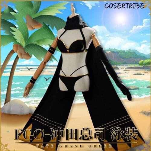 Anime Fate Grand Order FGO Okita Souji Summer Bikini Sexy Swimsuit Full Set Cosplay Costume For Women Free Shipping New 2019